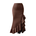 Irregular Ruffled Midi Skirt For Women