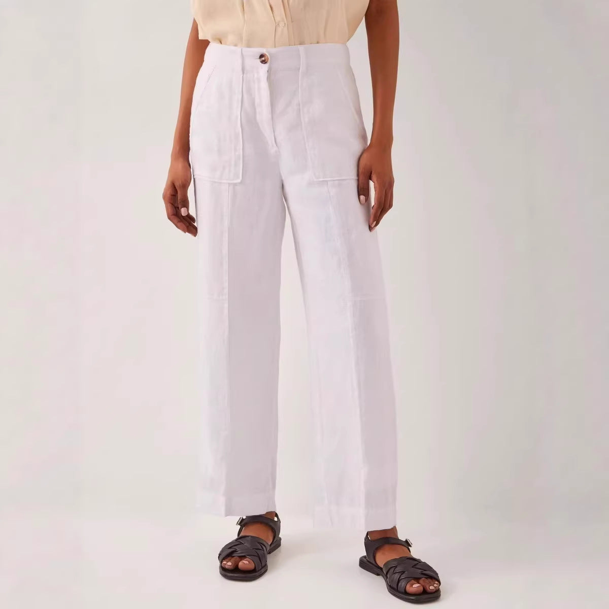 Big-pocket Elastic-waist Loose Casual Pants