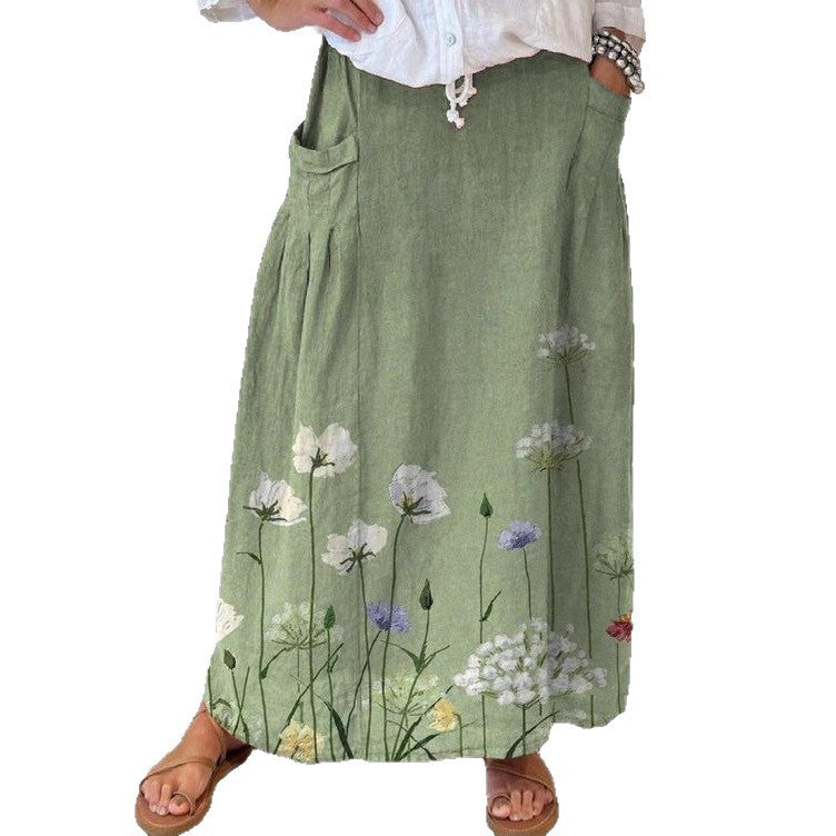 Casual Retro Floral Print Holiday Sundress skirt