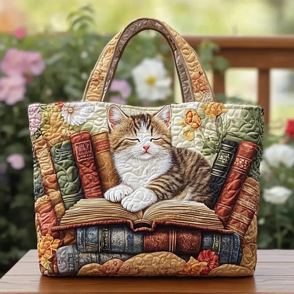 Creative, High-Capacity Tote Bag With Digital Print And Quilted Embroidery