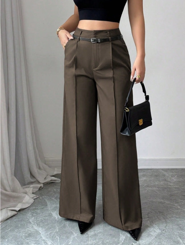 Elegant Commute High-Waisted Loose Straight-Leg Trousers