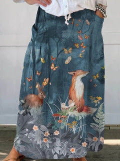 Casual Retro Floral Print Holiday Sundress skirt