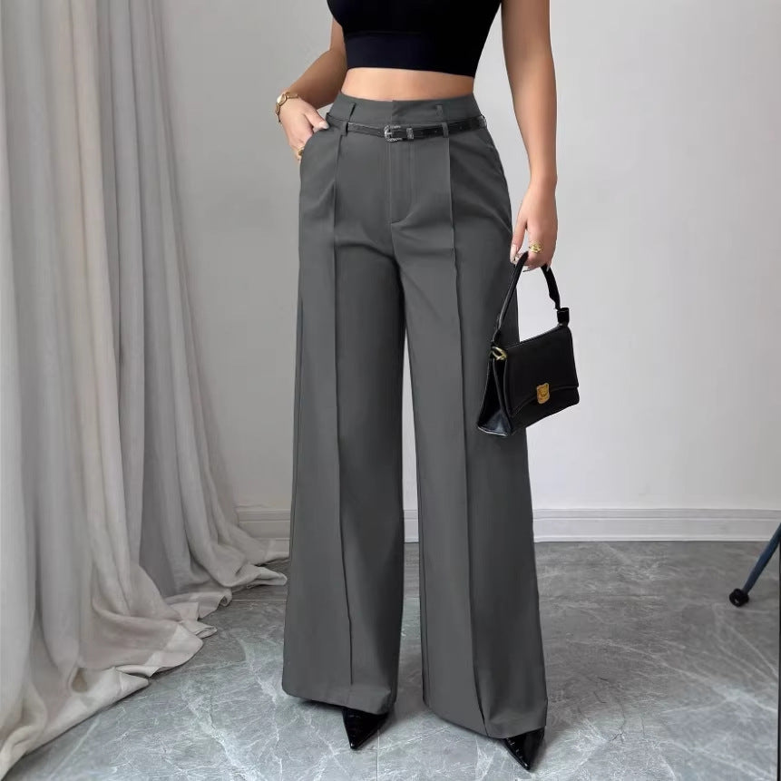 Elegant Commute High-Waisted Loose Straight-Leg Trousers