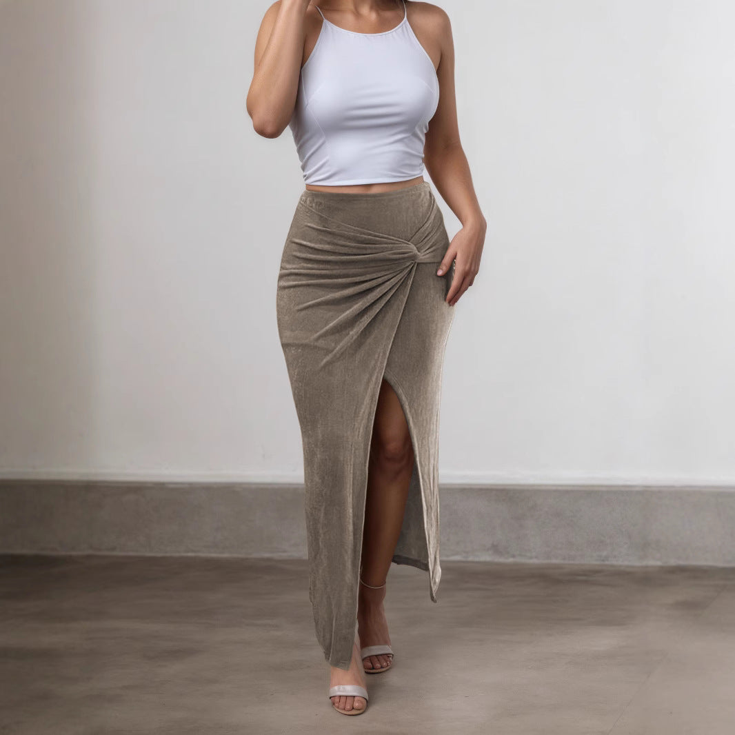 Fashionable Slim-fit Twisted Midi Skirt
