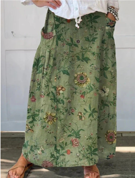 Casual Retro Floral Print Holiday Sundress skirt