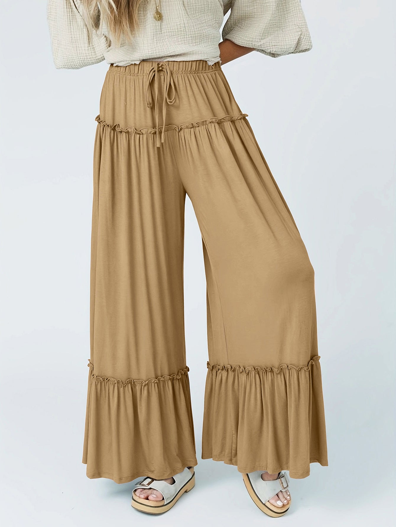 Solid-color High-waist Casual Pants For Women