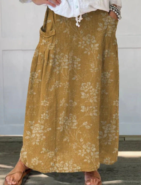 Casual Retro Floral Print Holiday Sundress skirt