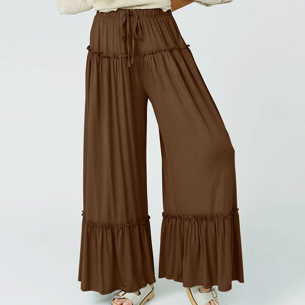 Solid-color High-waist Casual Pants For Women