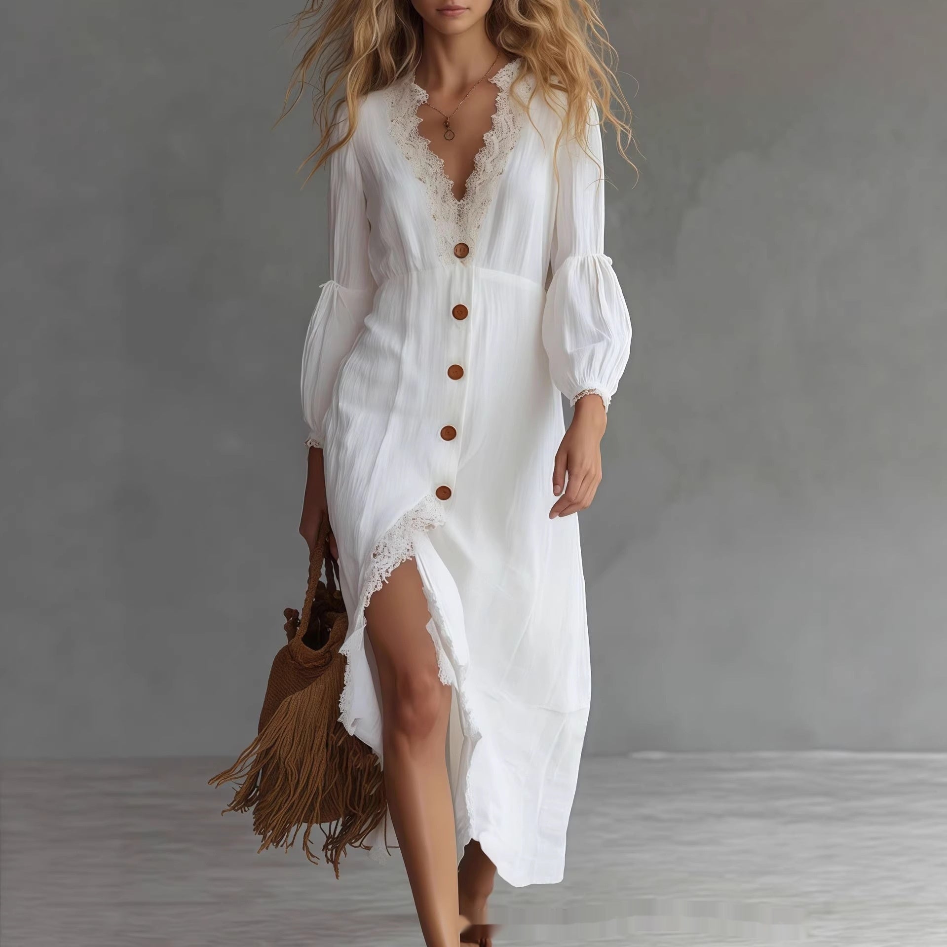 Long-sleeve Shirt Chic White Dress