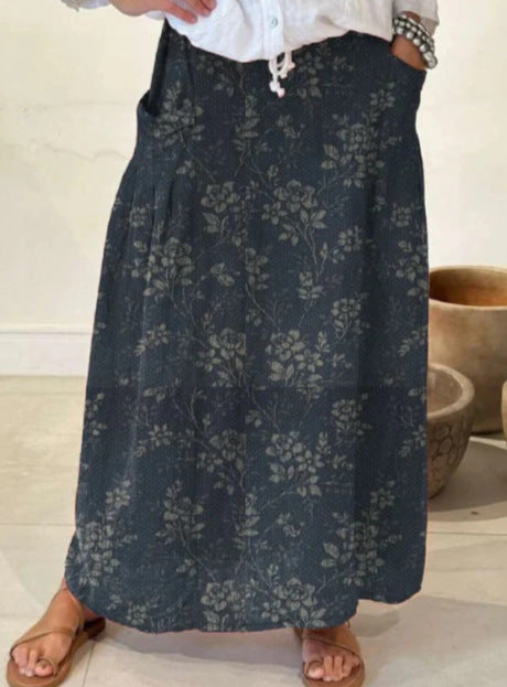 Casual Retro Floral Print Holiday Sundress skirt