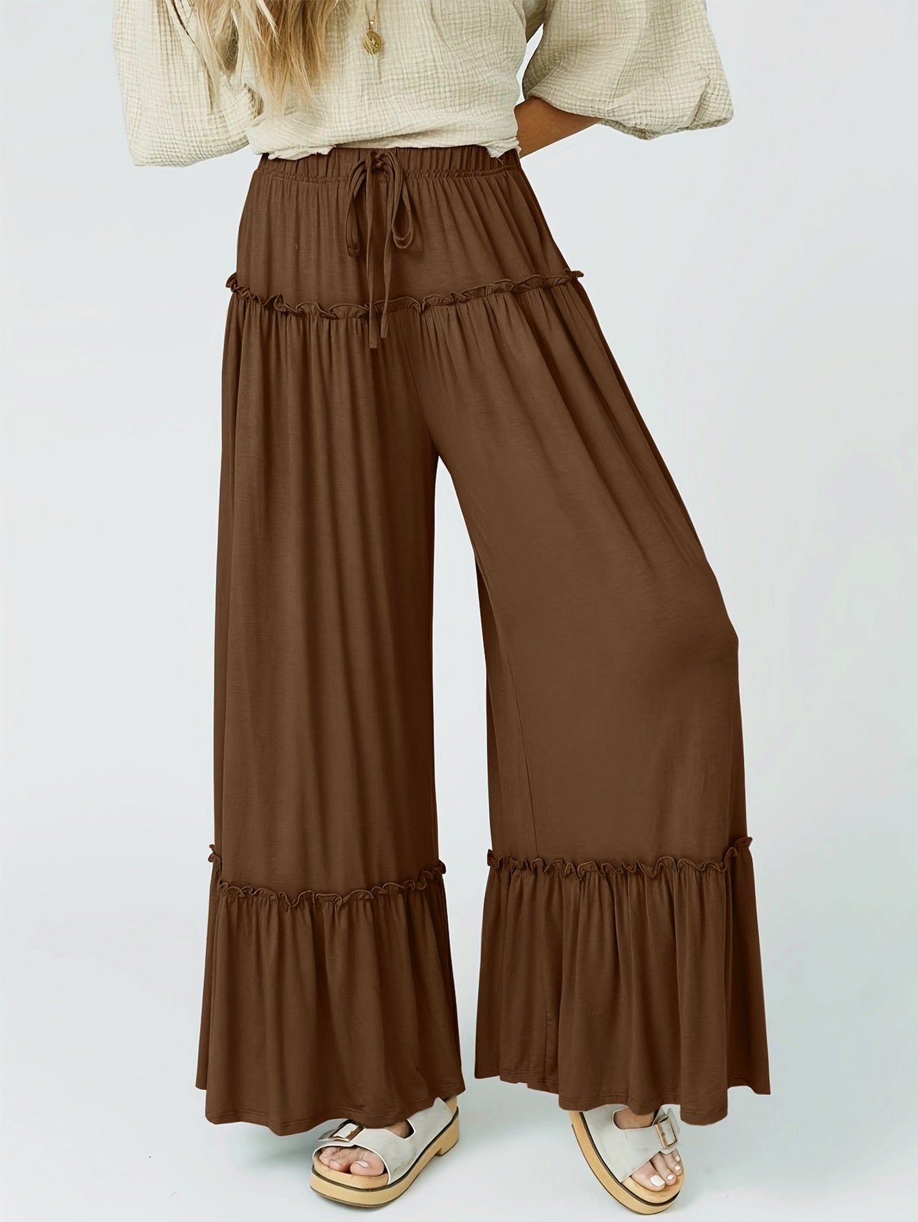 Solid-color High-waist Casual Pants For Women