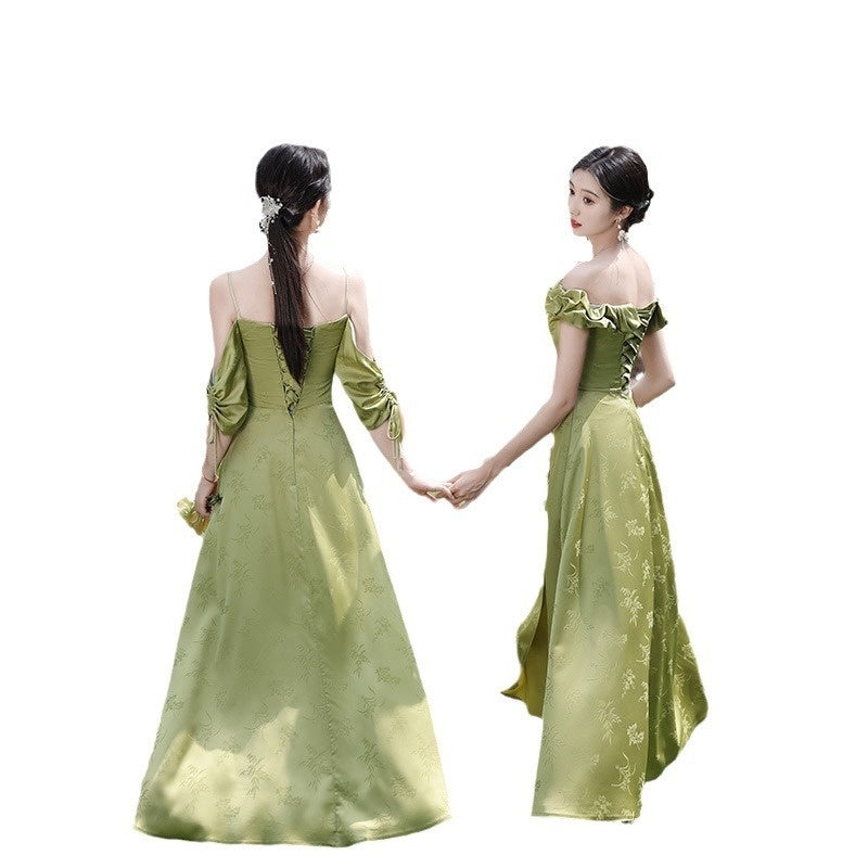 Green National Style Element Bridesmaid Dress