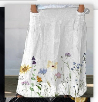 Casual Retro Floral Print Holiday Sundress skirt