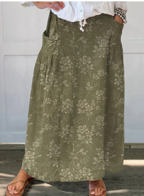 Casual Retro Floral Print Holiday Sundress skirt