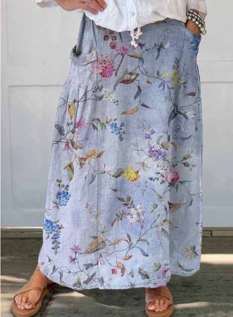 Casual Retro Floral Print Holiday Sundress skirt