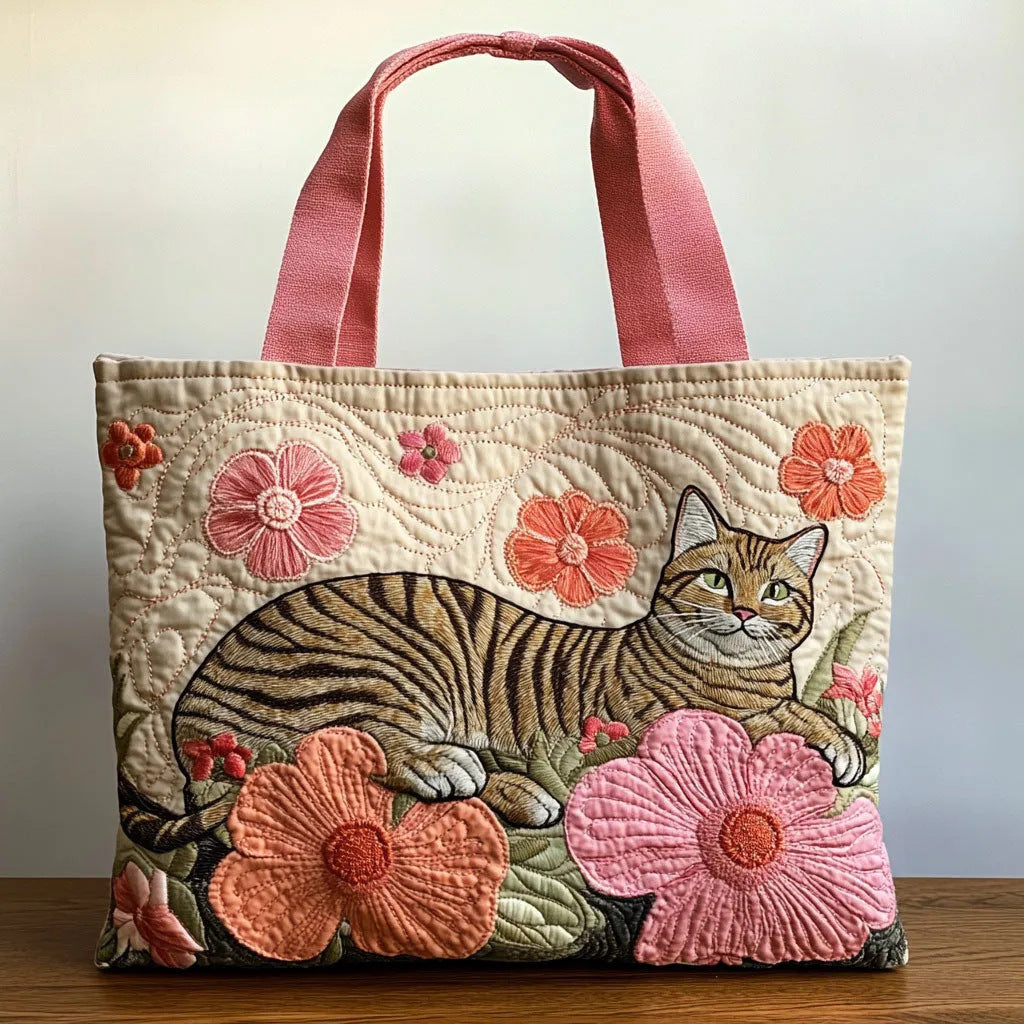 Creative, High-Capacity Tote Bag With Digital Print And Quilted Embroidery