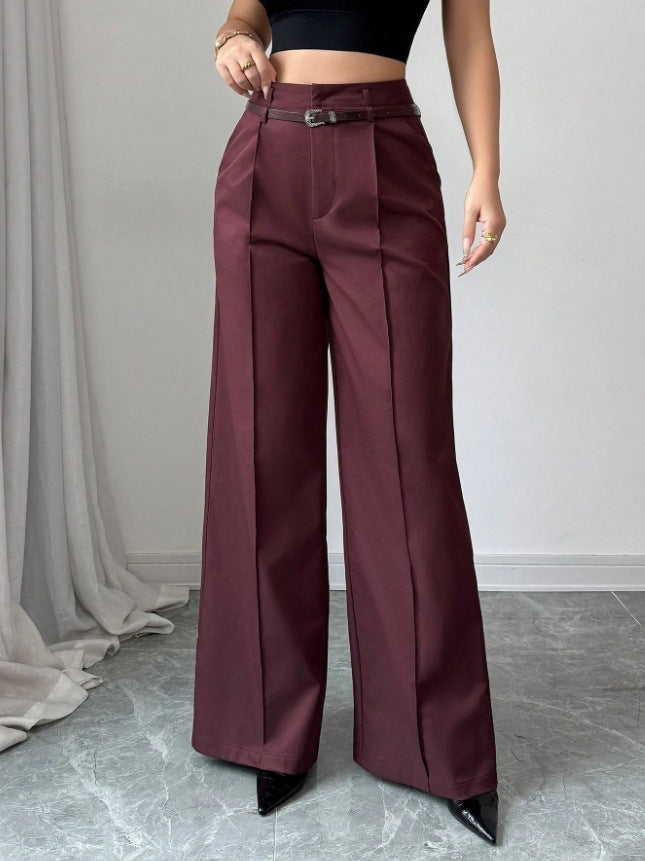 Elegant Commute High-Waisted Loose Straight-Leg Trousers
