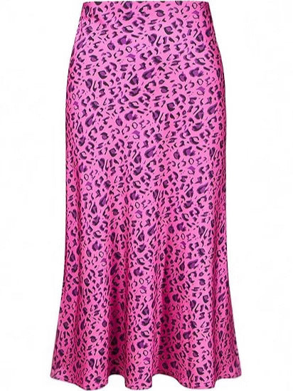 High-waisted Mermaid-style Satin Leopard-print Sheath Skirt