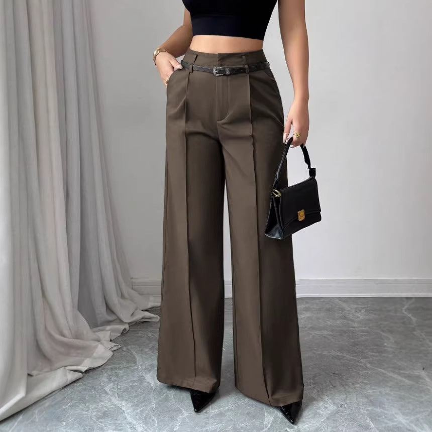 Elegant Commute High-Waisted Loose Straight-Leg Trousers