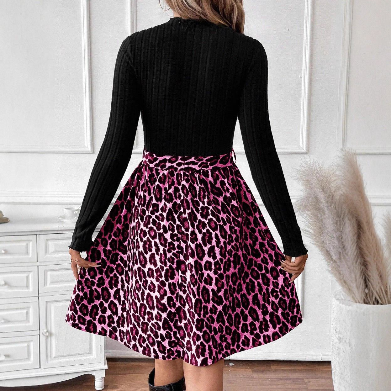 Retro Flare A-Line Elegant Casual Long-Sleeve Dress