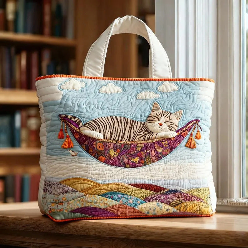 Creative, High-Capacity Tote Bag With Digital Print And Quilted Embroidery