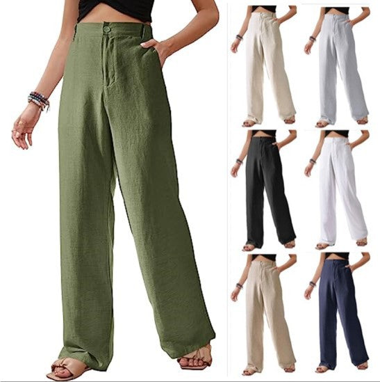 Flowing Casual Button-Down Summer Beach Pants