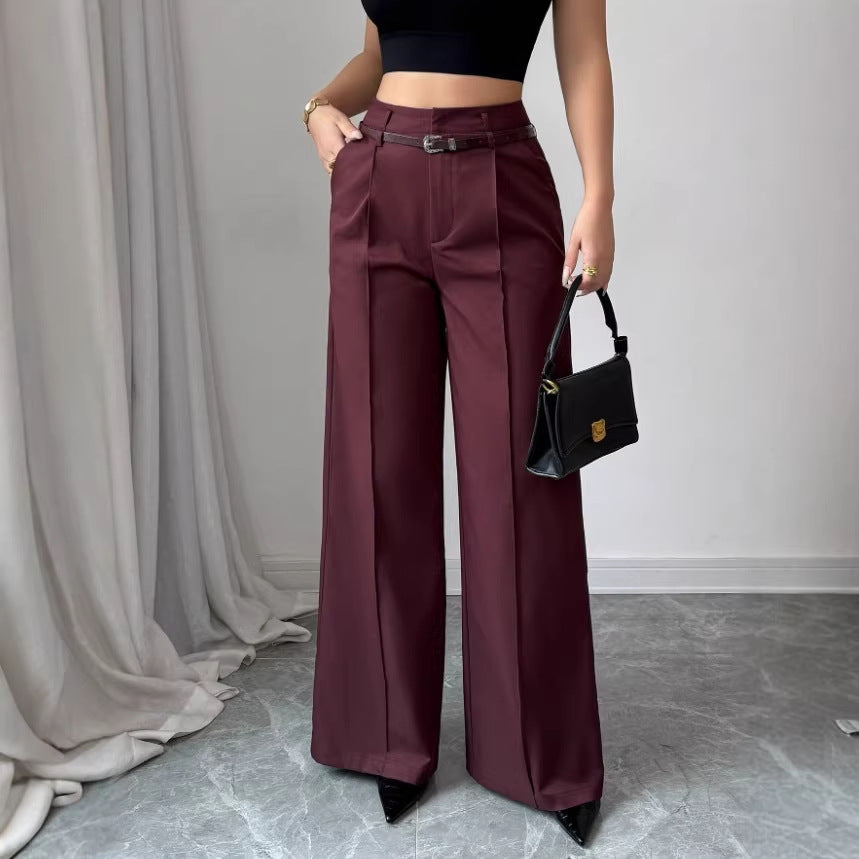 Elegant Commute High-Waisted Loose Straight-Leg Trousers