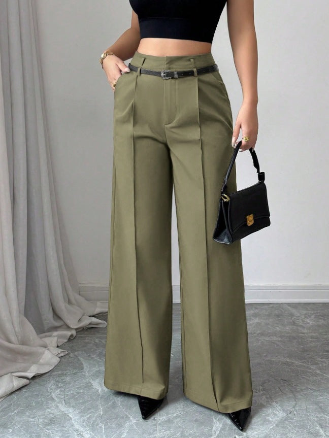 Elegant Commute High-Waisted Loose Straight-Leg Trousers