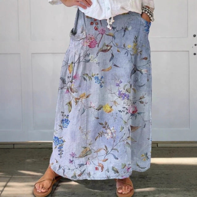 Casual Retro Floral Print Holiday Sundress skirt