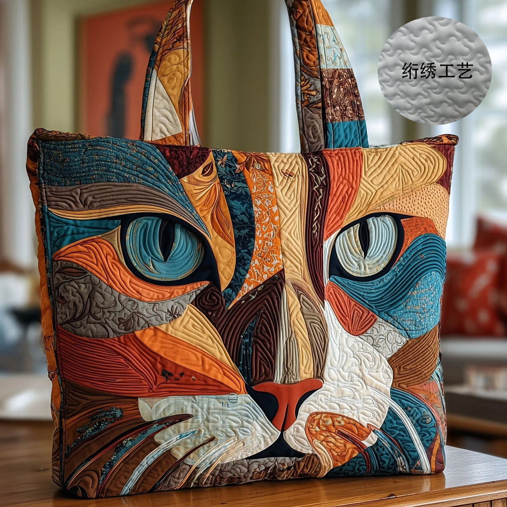 Creative, High-Capacity Tote Bag With Digital Print And Quilted Embroidery